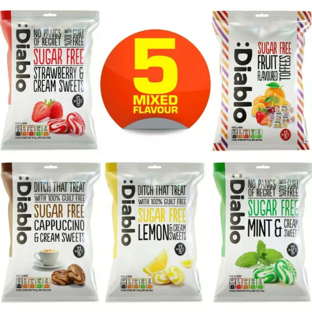 Diablo Sugar Free Fruit Flavored Sweets 75g Bag Multi Packs Flavors Candies