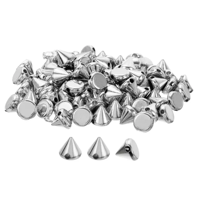 200Pcs Acrylic Spike Cone Studs, 6x6mm Flat Back Sew on Punk Beads (Silver)