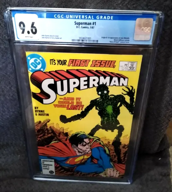 SUPERMAN #1 CGC 9.6 NM+   DC Comics - 1987 - 1st app of Metallo - John Byrne