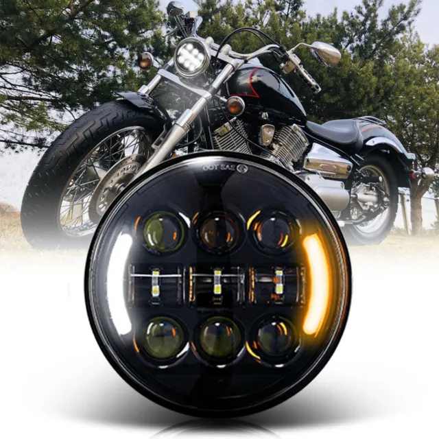 5.75" 5-3/4" Round LED Headlight Turn Signal Lamp For Motorcycle Dyna Sportster