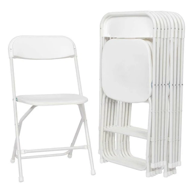 10 Pcs White Plastic Folding Chairs Wedding Party PicnicDining Seats Garden