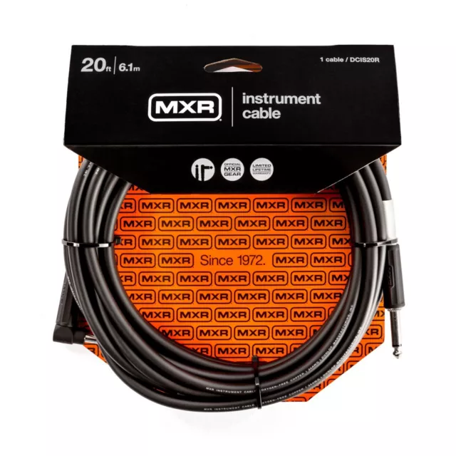 Mxr Dcis20R 20’ Noiseless Instrument Cable Straight-Right Angle Jack Guitar Lead