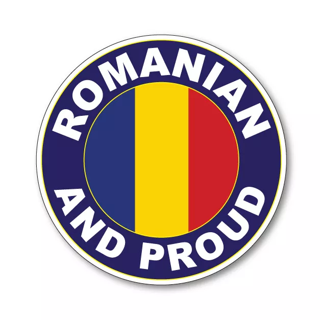 2 x ROMANIAN AND PROUD - Flag Car Van Lorry vinyl Self Adhesive stickers