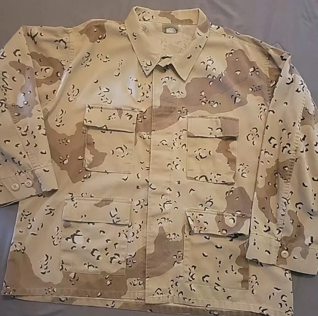 Desert Storm Field Jacket Mens Sz XL Combat Chocolate Chip Camo Military Issue