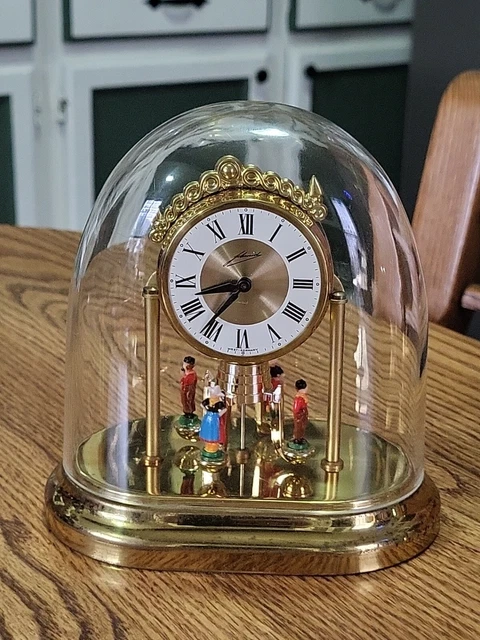 Vintage Schmid W. Germany Wind-Up Mechanical Novelty Oval Clock W/ Dancers Works Vintage Schmid W. Germany Wind-Up Mechanical Novelty Oval Clock W/ Dancers Works