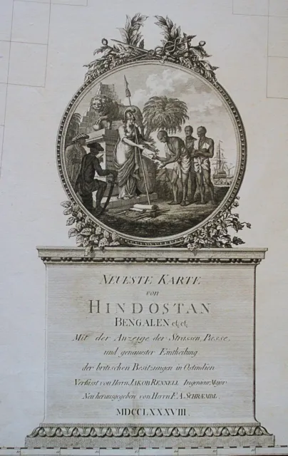 INDIEN riesige vierteilige Landkarte sehr schöner Kupferstich 1788 Original!
