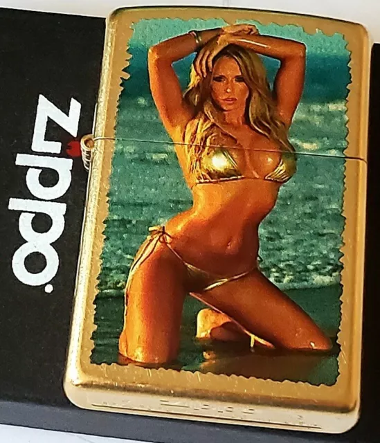 Zippo PinUp Girl 2013 Gold Bikini on Gold Dust color case Discontinued RARE Sexy