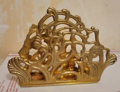 Cast Brass Ornate Lillies of the Valley Butterfly Mail Letter Bill Napkin Holder 2