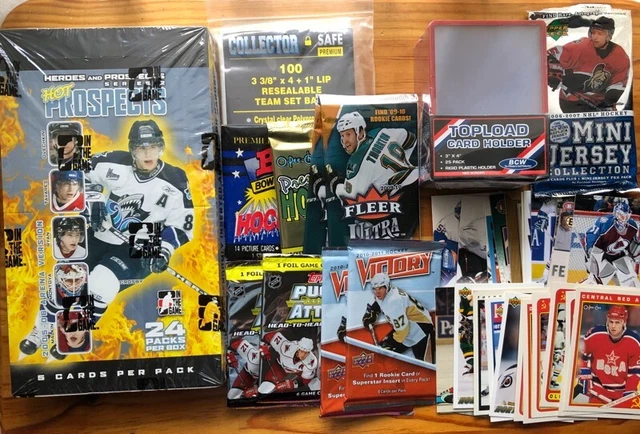 Lot cartes de Hockey trading cards avec boite booster mini jersey fournitures...