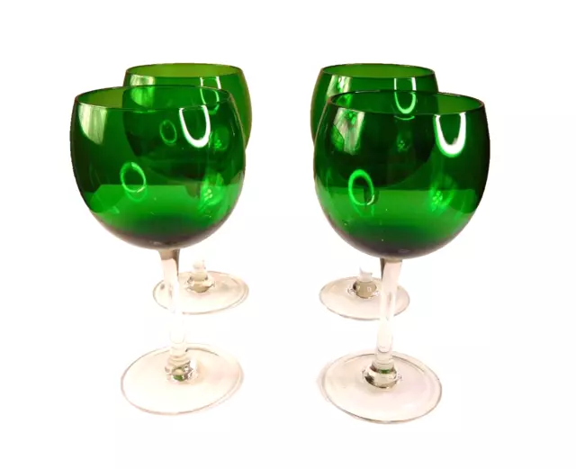 Crate and Barrel green wine glasses set of 4 party 379-972