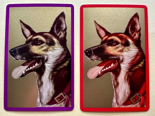 1 Pair of Vintage Swap/Playing Cards ~ Portrait of German Shepherd Dog ~ As New