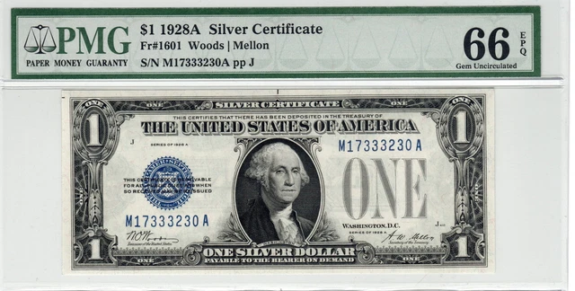 Series 1928A $1 Silver Certificate PMG 66EPQ Fr#1601