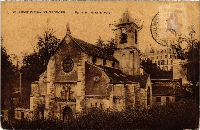 CPA AK Villeneuve St.Georges L'Eglise et l'Hotel de Ville FRANCE (1282822)