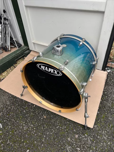 Free P&P.  22”. 22x16” Mapex Meridian Bass Drum. 22. Teal Fade Finish