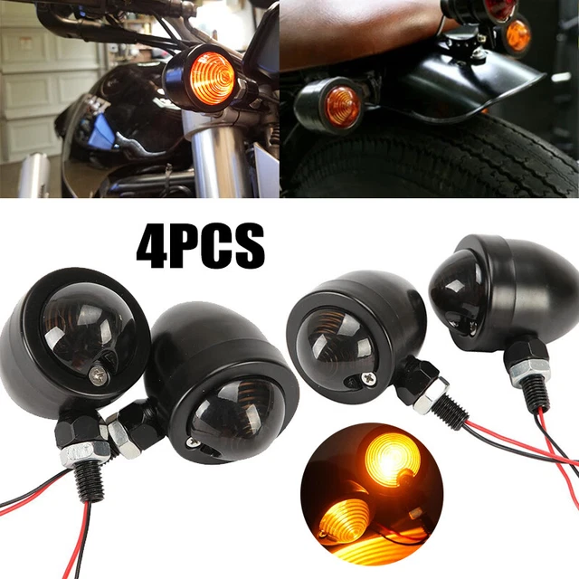 4x Motorcycle Bullet Brake Blinker Turn Signals Lights Amber For Harley