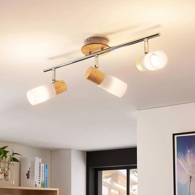 Deckenlampe Christoph 3 x E14 Lang Lampenwelt Holz Glas Strahler Leuchte