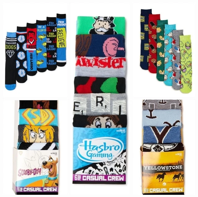 BioWorld Men's Novelty Crew Socks, Size 8-12 YOU CHOOSE Spongebob, Scooby, Lasso