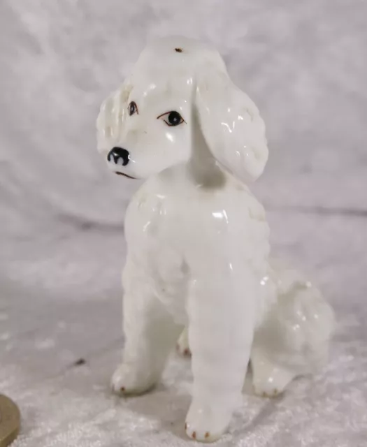 Poodle standard mini toy pedigree dog white ornament 3 inches tall