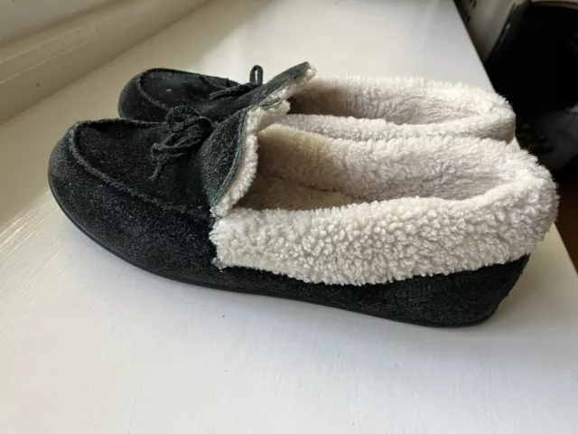 FitFlop Shearling Leather Black slippers size 8
