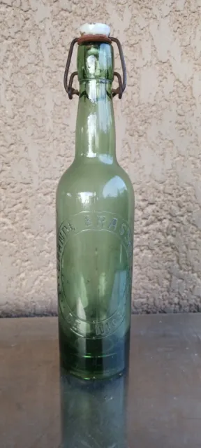 petite bouteille verre canette 25 cl bar 1950 fermeture bouchon porcelaine
