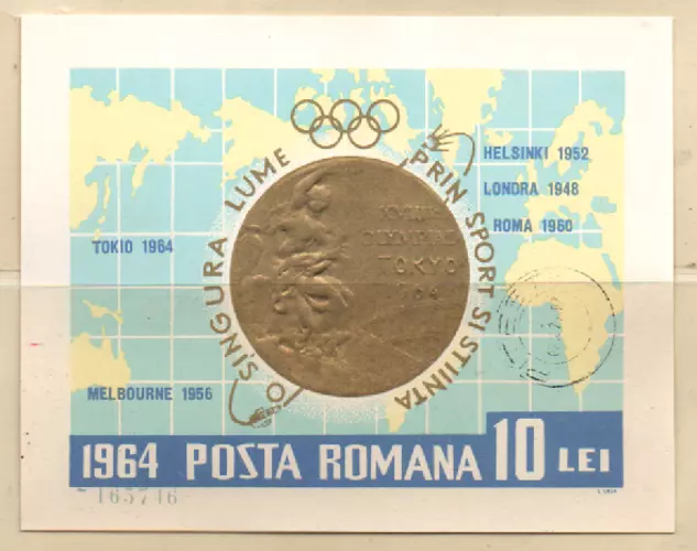 Rumänien 1964 MiNr.: Bl59 Olympische Spiele Tokyo gestempelt; Romania used