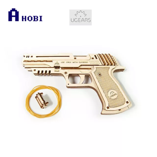 Made in Ukraine UGears Wolf 01 Handgun Wooden Mechanical 3D Puzzle Model Kit