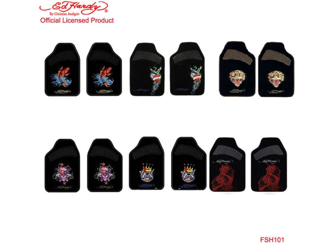 New 2pcs Set Ed Hardy By Christian Audigier Front Car Truck Carpet Floor Mats
