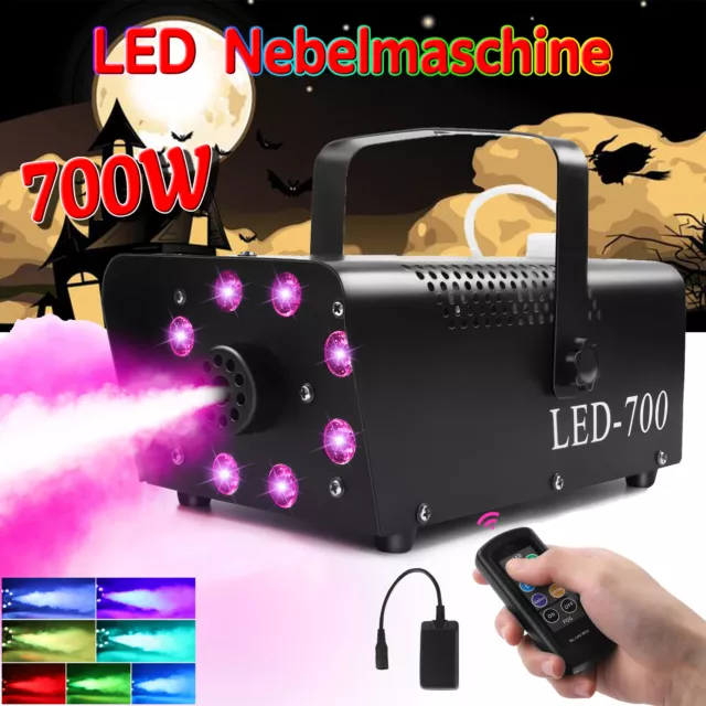 700W LED Nebelmaschine RGB Effekt 8 LED Licht Smoke Machine für DJ Disco Party