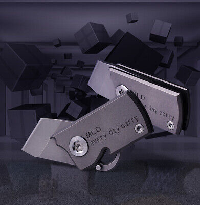 Titanium Knife D2 Blade Outdoor Keychain EDC Mini Pocket Cutter Folding Knife