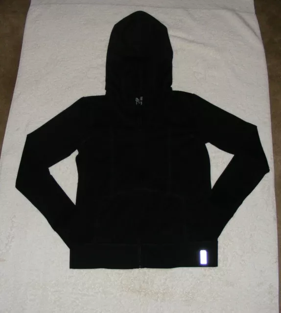 Zella Girl Black Hooded Zip-Up Long Sleeve Thumb Hole Polyester Jacket - Size 14