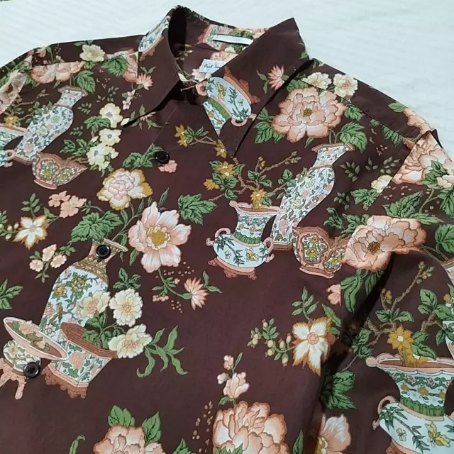 Paul Smith Floral long sleeve shirt peony brown all-over pattern size M