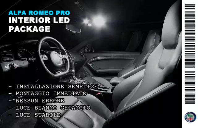✨ Set Lampadine Led Interni "Alfa Romeo Mito" Bianco Ghiaccio (2008-2018) ✨