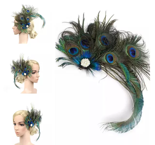 Peacock Feather Fascinator Clip Races Wedding Party Hair Accessories Headband