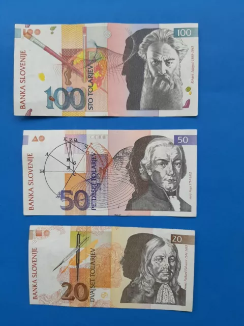 1 x 20+50+100 Tolarjev Slowenien / Geldschein Banknote von 1992