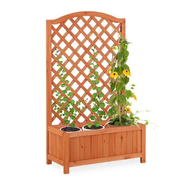 Jardinière Avec Treillis Tomostar - 120x40x136 Cm, Noir, PP Résistant, Pour Plantes Grimpantes
