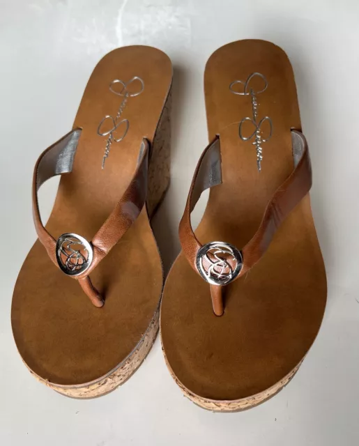 Jessica Simpson Nassan TAN Wedge Cork Thong Flip Flop Sandal Size 5.5 M