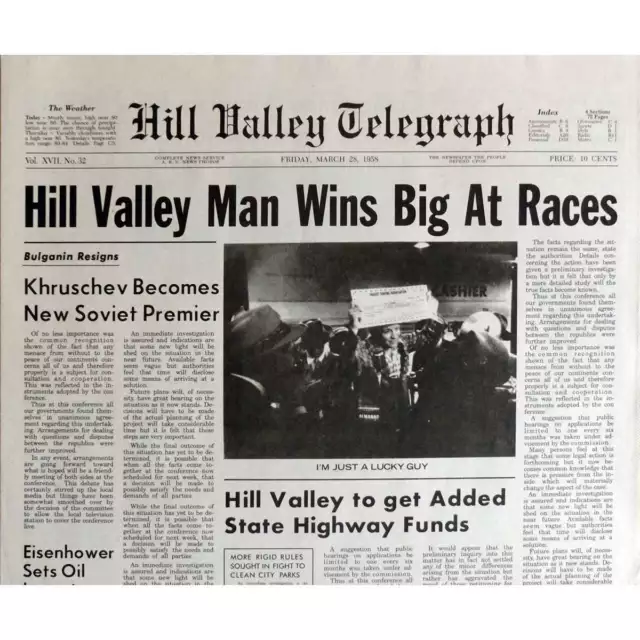 RETOUR VERS LE FUTUR Réplique EXACTE du Journal Hill Valley Man !