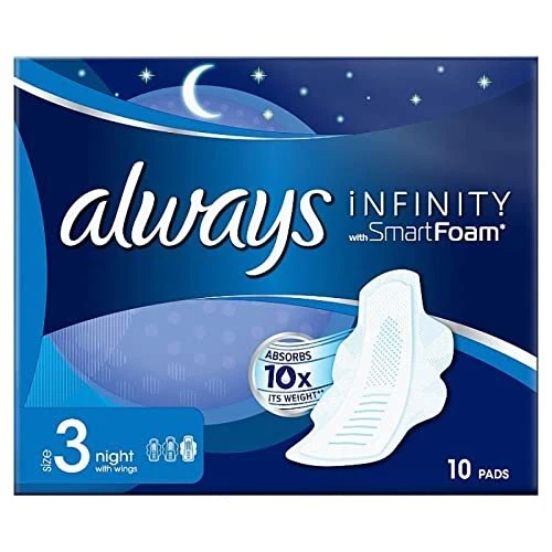 Damenbinden Always Infinity FlexProtect Night (Größe 3) geruchlos, 6 x 10 Stück