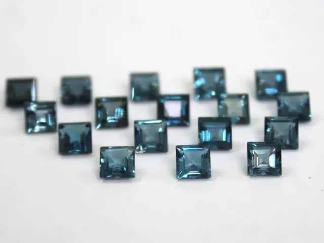 10Pc Natural London Blue Topaz 4mm Square Faceted Cut Calibrated Loose Gemstone