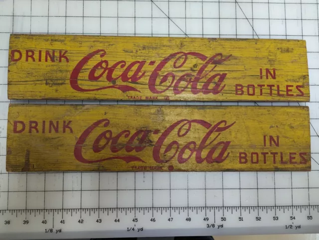 2 VINTAGE  YELLOW & RED COCA-COLA CRATE  Sides  Only 18" x  x 4"