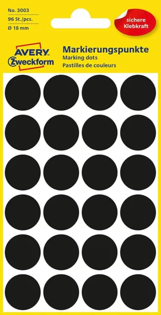 AVERY Zweckform 3003 selbstklebende Markierungspunkte 96 Stück (Ø18mm, Klebepunk
