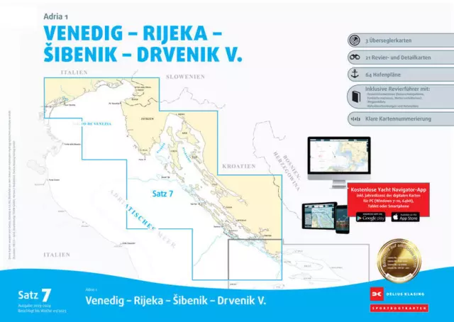 Sportbootkarten Satz 7: Adria 1 (Ausgabe 2023/2024) | deutsch