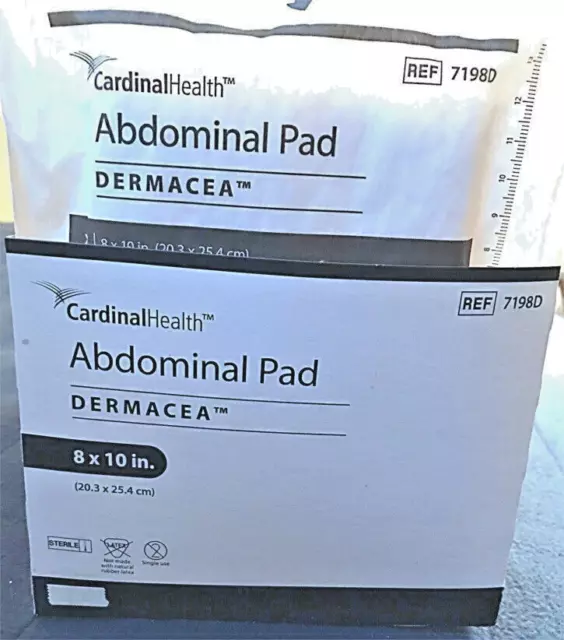 15 ABD Abdominal Pads 8 x 10 DERMACEA Sterile White 7198D Exp 2028 =LOWEST-PRICE