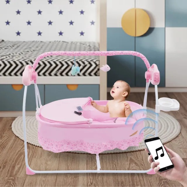 Elektrische Babywiege Babybett Automatische Schaukel Babywippe Kinderbett Blau