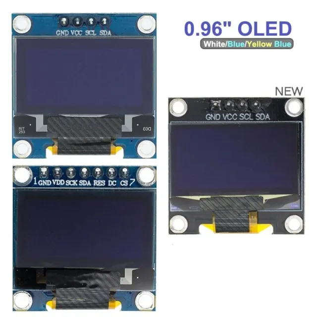 0.96 OLED 128X64 I2C White/Blue/Yellow SSD1306 Display Arduino ESP8266 ESP32