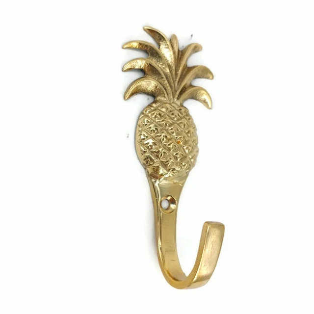 small PINEAPPLE 100% BRASS HOOK COAT WALL MOUNTED HANG old style hook 4" B