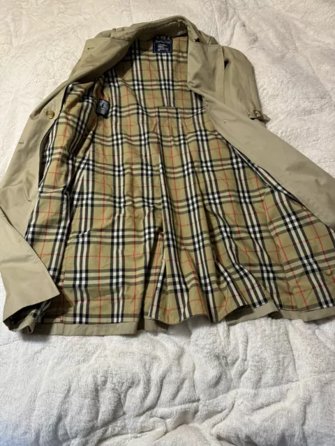 Vintage Burberry Trench Coat Double Breasted Nova Check Cotton Women  ￼ Petite6 2