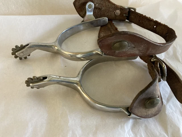 Vintage Pair of Western Cowboy Spurs  with Straps  Western Decor