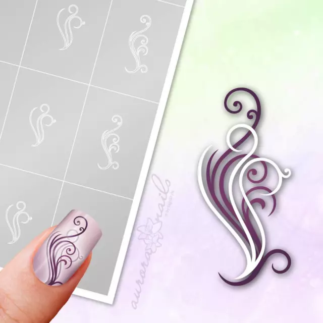 Schablonen für Airbrush und Nailart F359 Kombi - Floral Ornament Schnörkel Ranke