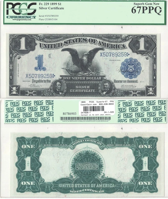 1899 $1 Silver Certificate "Black Eagle" PCGS Superb Gem New-67 PPQ